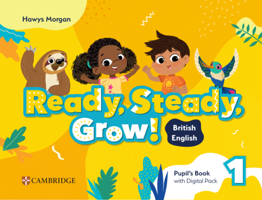 An educational image featuring the phrase "Ready, Steady, Grow" in British English, promoting growth and learning.