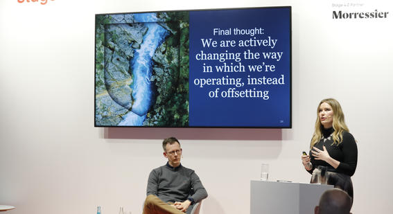 Cambridge’s Head of Supply Chain Operations John Gorrod (left) and Senior Marketing Manager Nina Wallis (right) speak at Frankfurt Book Fair.